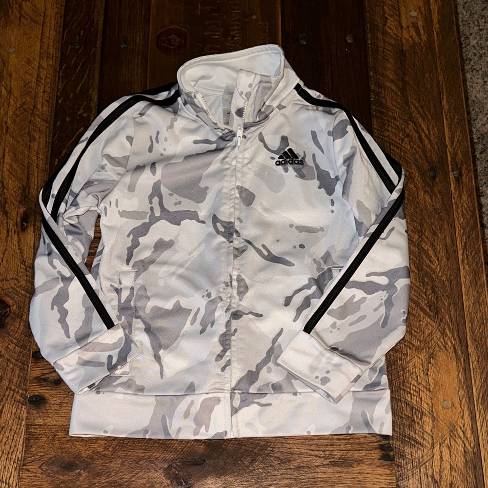 Adidas Kids Camouflage Hoodie in White and Gray